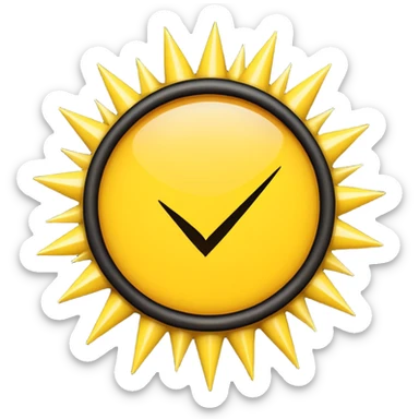 Círculo amarillo con puas alrevedor y un check adentro todo amarillo sticker