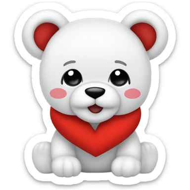 osito de peluche color blanco sosteniendo un corazon rojo sticker