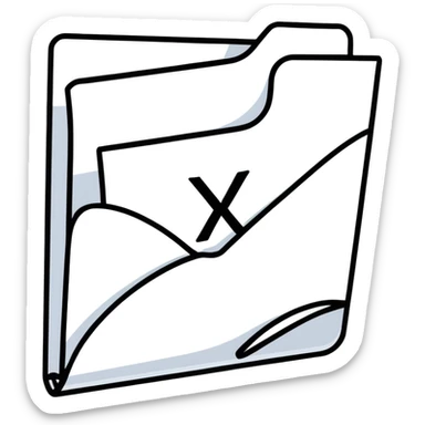 Document file icon with large black “X” over it sticker