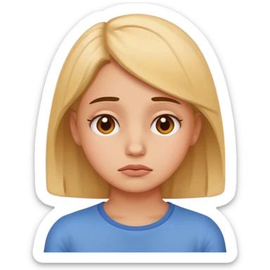 chica aburrida pensando, estilo emoji, fondo transparente sticker