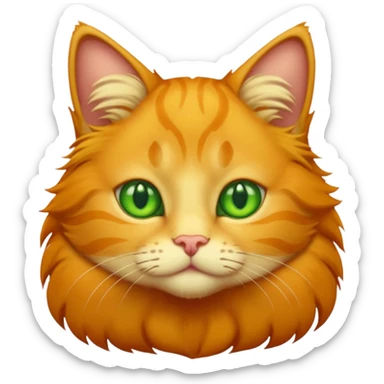 GATO AMARILLO SIN OREJAS VERDES Y OJOS VERDES Y MAS PELUDO sticker