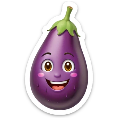 Egg plant winking with a paint brush dripping  sticker