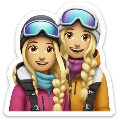 Two blonde girls snowboarding sticker
