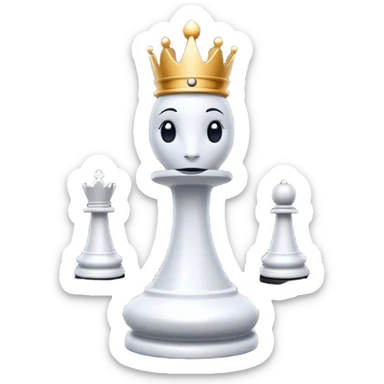 white queen chess piece on chess square sticker