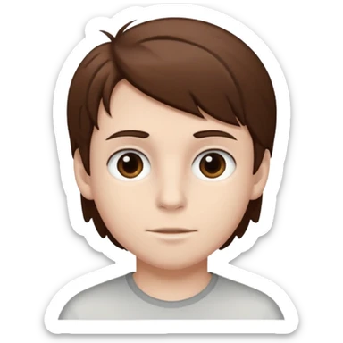 a boy with brown hair and white skin with dark eyes  sticker
