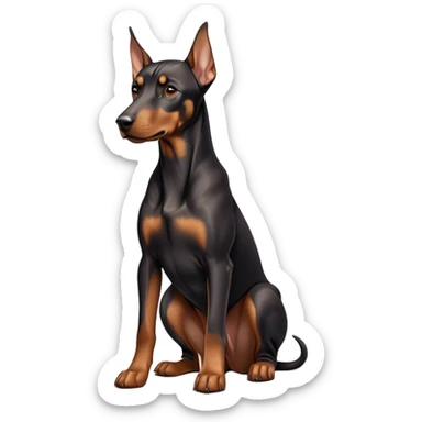 cinematic-noble-doberman puppy-full body-emoji on all fours,-poised-and-regal,-with-a-strong,-athletic-build-and-a-lustrous,-well-groomed-black and tan fur,-deep-set-soulful-brown-eyes,-simplified-yet-sharp-and-sophisticated-features,-highly-detailed, sticker