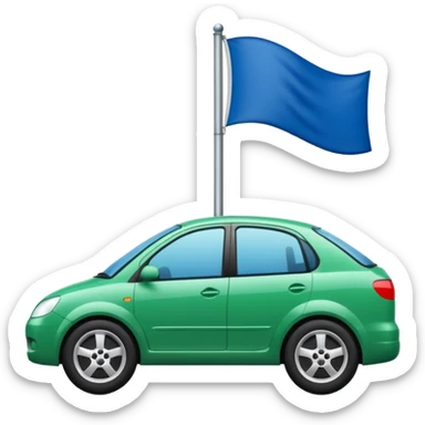 bandera mitad superior, azul y mitad inferior verde con una rueda de carruaje roja en el centro sticker