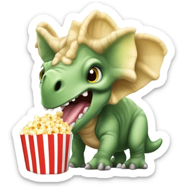 Triceratops eating popcorn sticker