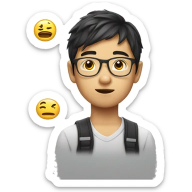 asian nerd boy sticker