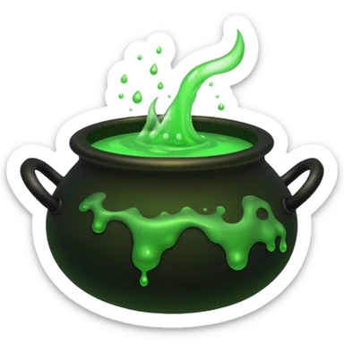 Cauldron – Black pot bubbling green potion. sticker