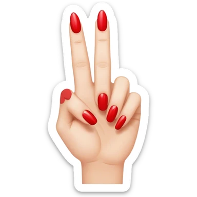 Middle finger with red nail polish sticker