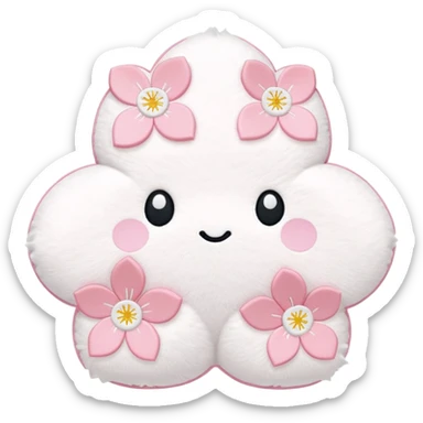 Cute Pastel pink and white Cherry Blossom Sakura Plushie sticker