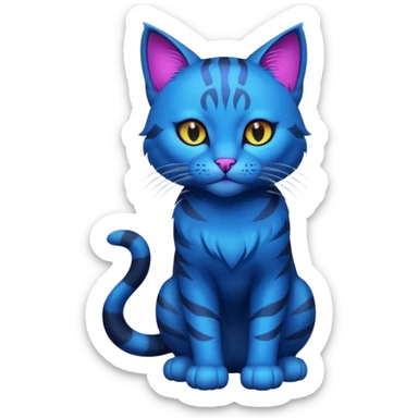 Realistic wild real life dark neon-blue feline (full body) sticker