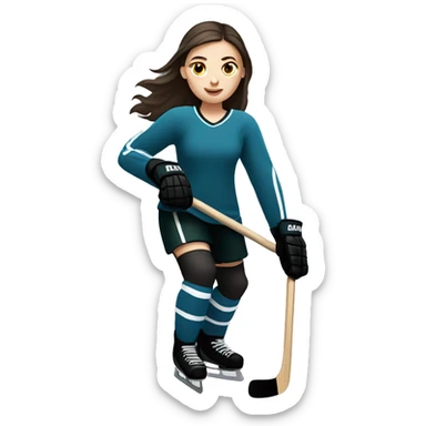White girl with dark hair playing hockey  sticker