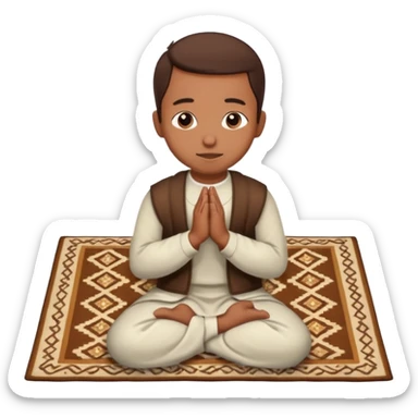 Buatkan emoticon siap pakai. Seseorang sedang sholat. sticker