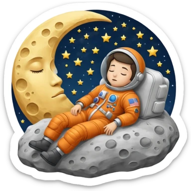 Sleeping on the moon sticker