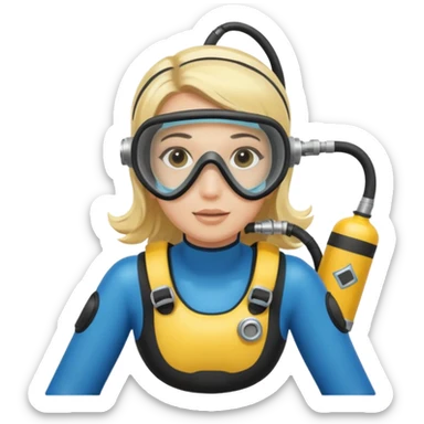 scuba diving girl blonde with oxygen tank sticker