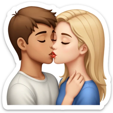 Two teenagers kissing each other passionately sticker
