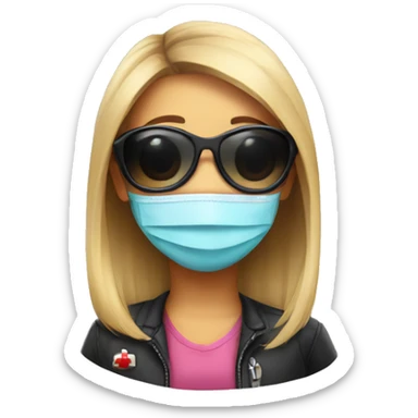 girl with sunglasses and mask smil medic sticker