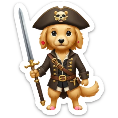 Pirate golden retriever full body  sticker
