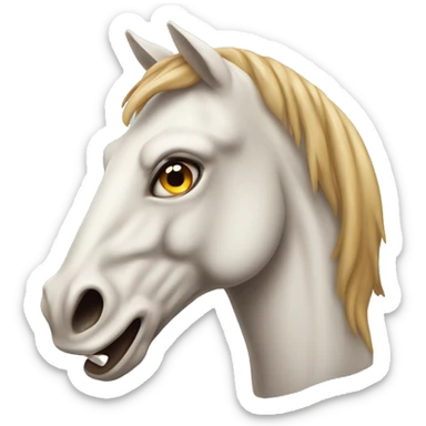 unhinged crazy long horse head with tongue sticking out sticker