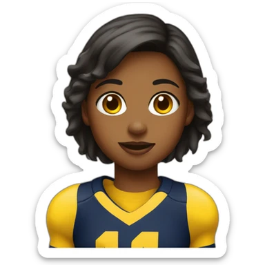 Girl wearing Michigan football shirt sticker