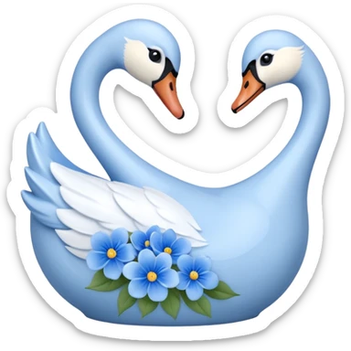 Light blue swan shaped vase with blue flowers in it sticker