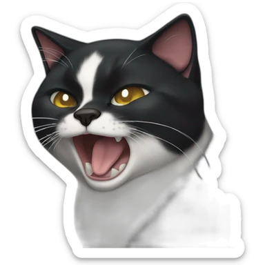 black cat yawning with eyes closed sticker