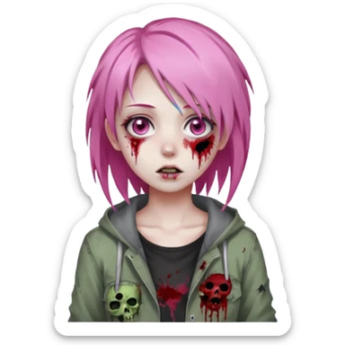 Anime Pink ZombieGirl She/Her sticker