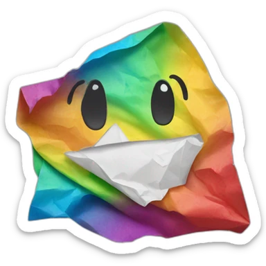 rainbow crumpled paper sticker
