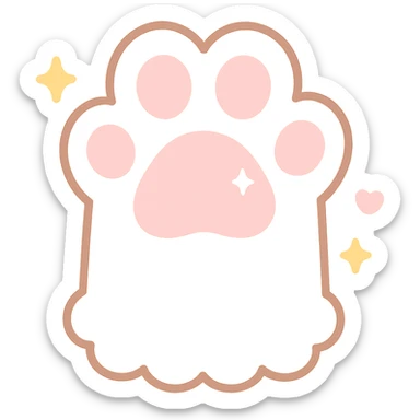 fluffy paw, kawaii style, big pads, sparkles, pink and white sticker