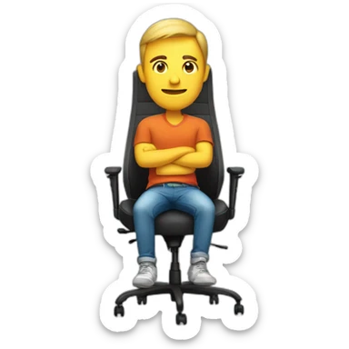 Man sitting in mesh gaming chair sticker