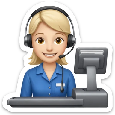 Cashier + headset + till sticker