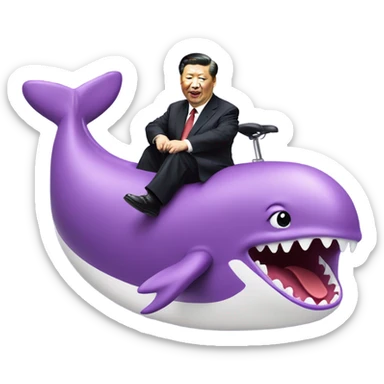 xi jinping riding purple whale with open mouth sticker