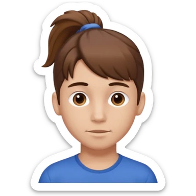 Boy with a brown hair in a ponytail  sticker