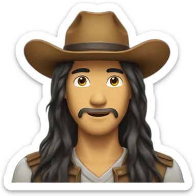 indonesian-guy-long-hair-big-cowboy-hat sticker
