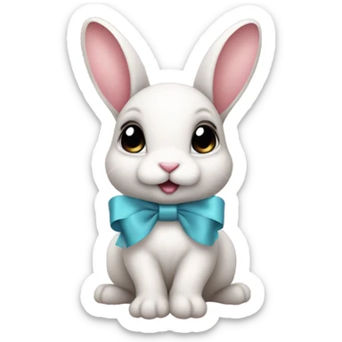 Baby bunny with coquette bow on ear sticker
