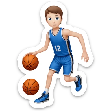 Tall, white, skinny, playing basketball, brown short hair, blue eyes sticker