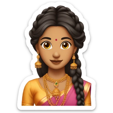 A girl wearing jhumkas with braided hair and a bindhi sticker
