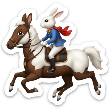 Exciting rabbit galloping on the back of horse sticker