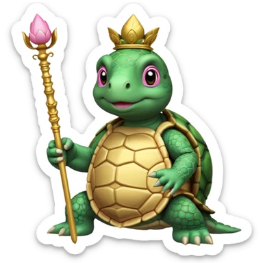 turtle, scepter, buddhism, lotus sticker