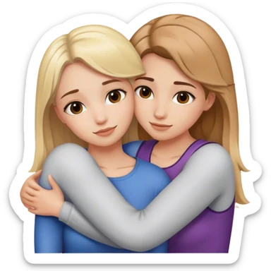 blonde girl and brown haired girl hugging sticker