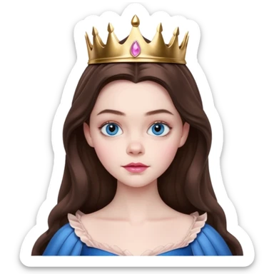 Elle fanning as princess Aurora in Maleficent but with chocolate brown hair and blue eyes, slightly bigger pink lips. sticker