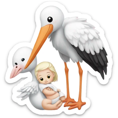 Stork with baby girl  sticker