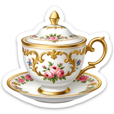 Rococo tea cup sticker