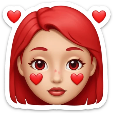 Red face with hearts sticker