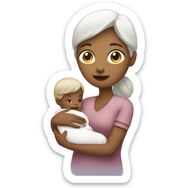 white mom holding little baby sticker