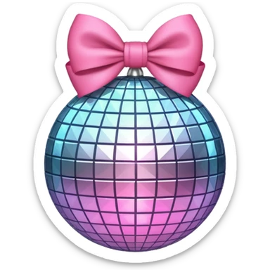 Disco ball with pink bow sticker