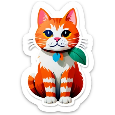 Cat with a flower Elizabeth cone sticker