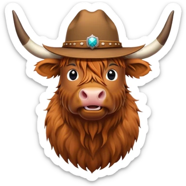 Highland Cow wearing a cowboy hat  sticker